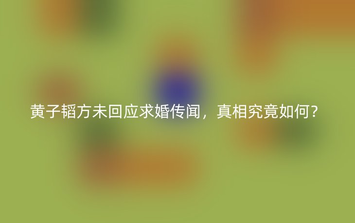 黄子韬方未回应求婚传闻,真相究竟如何?_现代网新闻频道